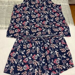 Croft & Barrow Floral Pajama Set - Navy and Pink